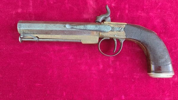 X XXSOLD XX X A  percussion travelling pistol by W Hawkes Hull. Circa 1830. Ref 3191